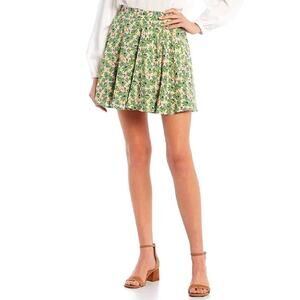 C&V Chelsea & Violet - Green Ditsy Print Faux-Wrap Skirt Juniors - Size Medium